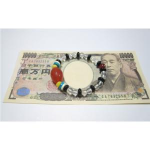 楕円形瑪瑙大粒1個付き琉璃天然石 ブレスレットBracelet